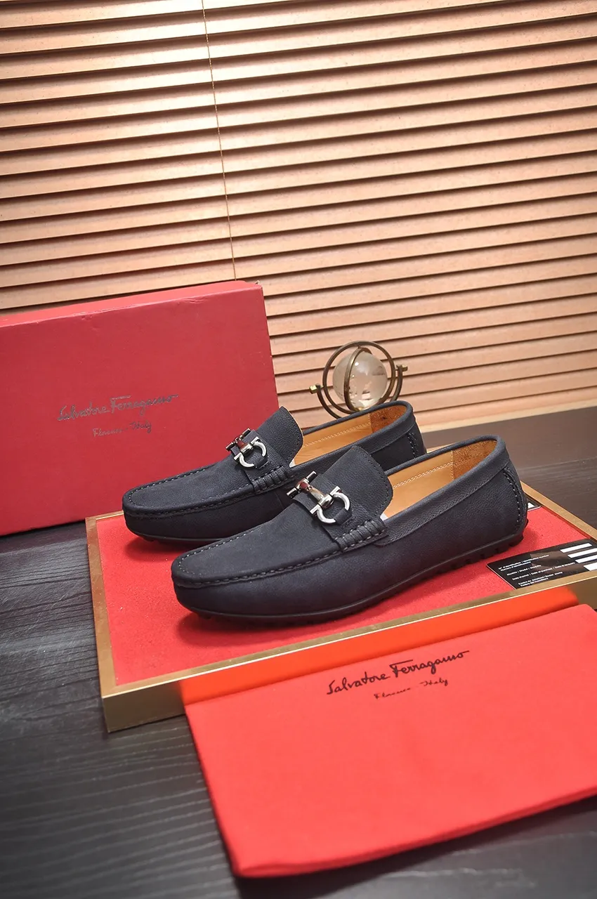 Men's shoes 💰460💶 [Ferragamo/Ferragamo] The latest model in the counter. Original imported open-sided fine cowhide hand-woven + imported 🐂 cowhide + original luxury metal buckle + original combination outsole. No pressure in comparison 38--44🎉